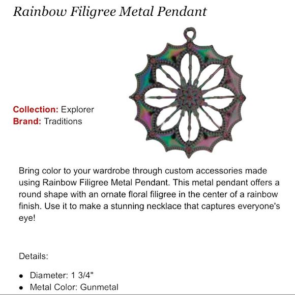 Flower design rainbow holographic/iridescent necklace on silver chain NEW - Picture 4 of 4